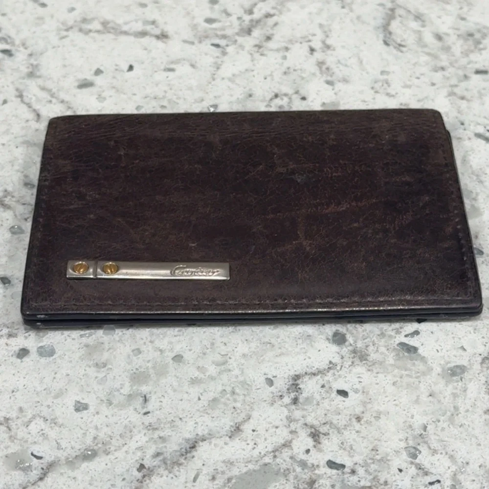 Cartier Dark Brown Leather Card Holder Wallet AUTHENTIC